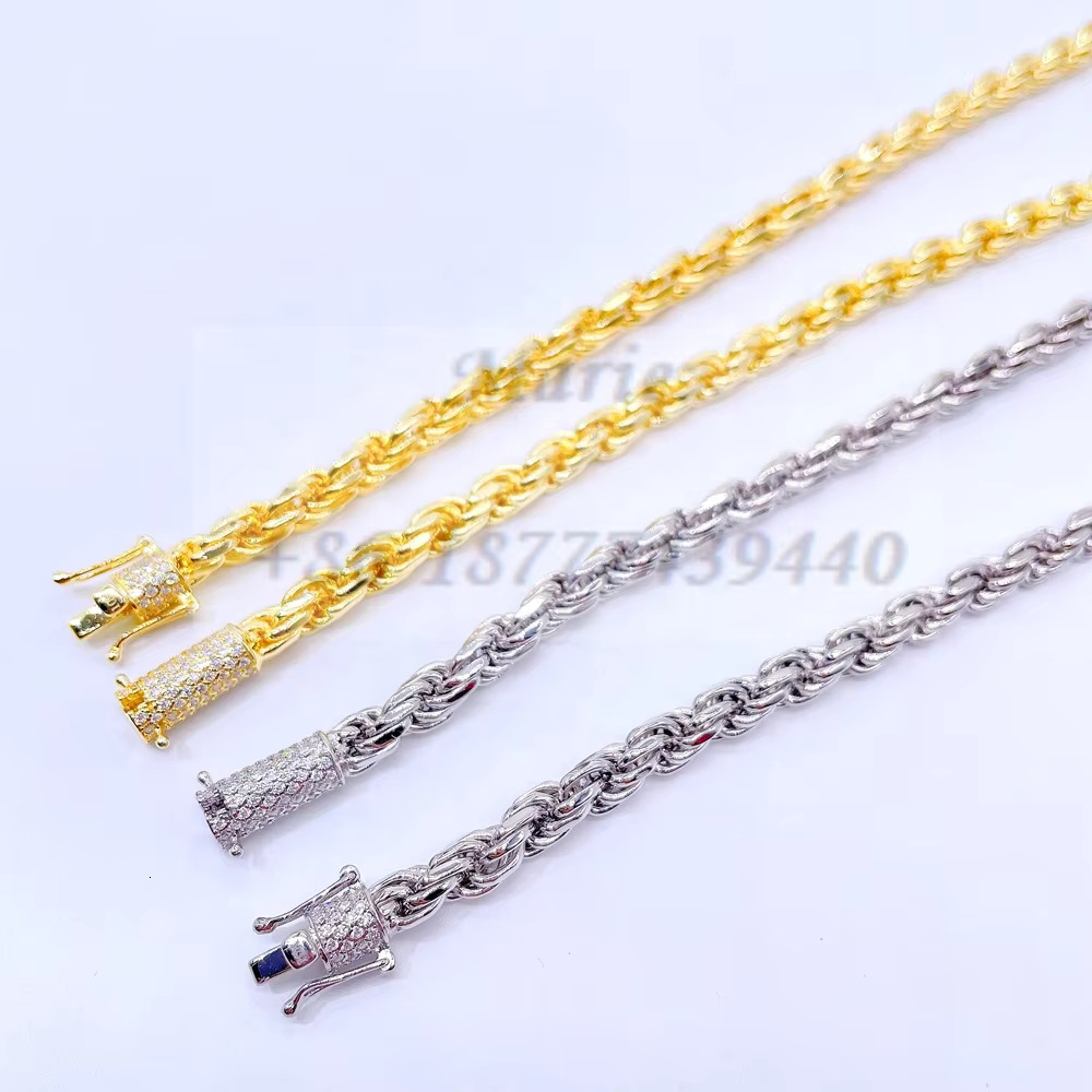 Wholesale Price High Quality Necklace 6mm Width Necklace 925 Silver Rope Chains Diamond Rope Chain