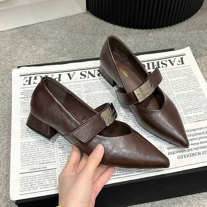 Spring From You; Pumps Shoes Pointed Toe Low Heel Shoes Metal Buckle Mary Janes Leisure Versatile Workplace Shoes Women Y250306