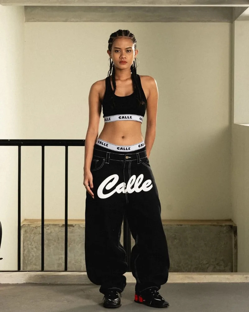 Fashionable Street Letter Print Loose Wideleg Jeans American Retro Printed Highwaist Harajuku Hiphop Y2k Straight 250306wtt