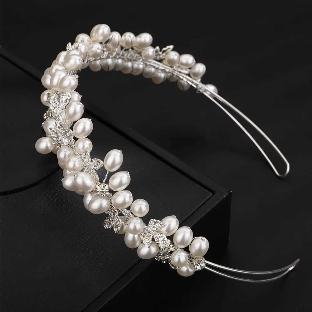 Pearl Rhinestone Silver Diamond Bridal Crown Fashion Party Headpiece Used for Wedding Hair Accessories Vintage Band Jewelry X250306