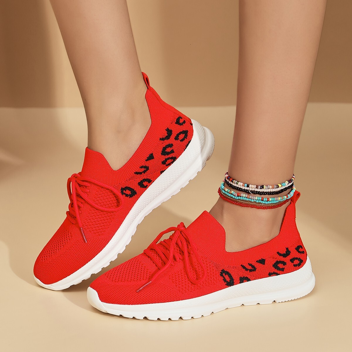 Wind 2025 Summer Personalized Women's Casual Shoes Flyknit Foot Chain Large New Style ddmykukumalu