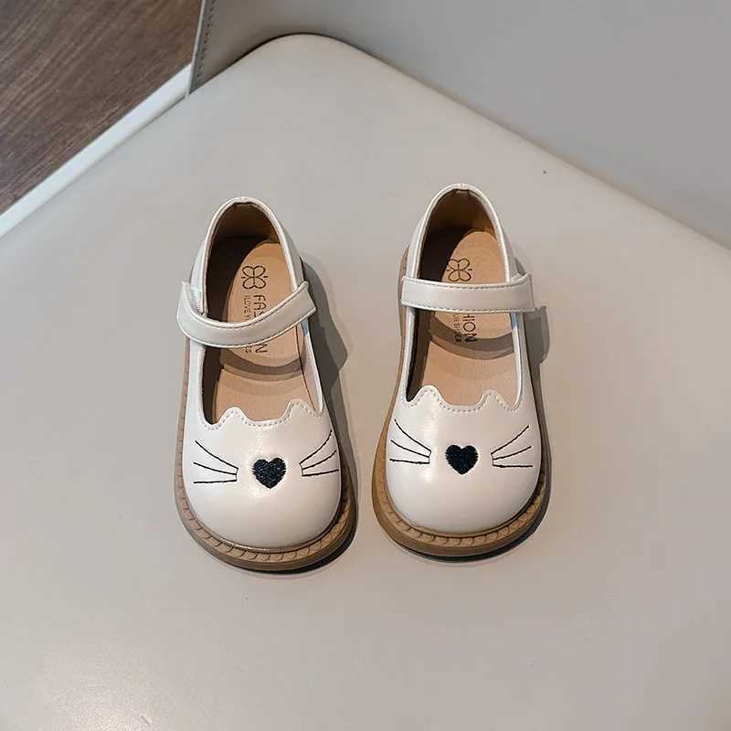 Toddler Girls Shoes Princess Casual Flats Child PU Leather Mary Jane Shoes Baby Girls Cute Cat Loafers Kids Back to School ShoesT250306