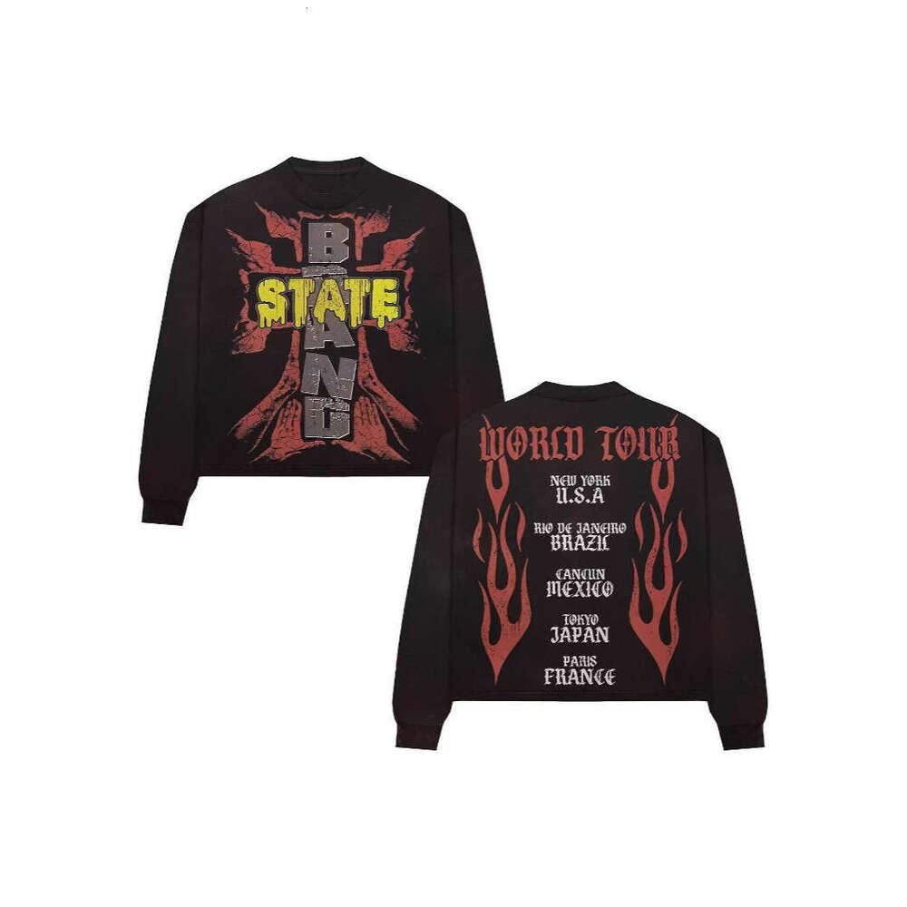 High quality loose high street trendy casual unisex high-end printed round neck pullover sweater sweatshirt gift for man