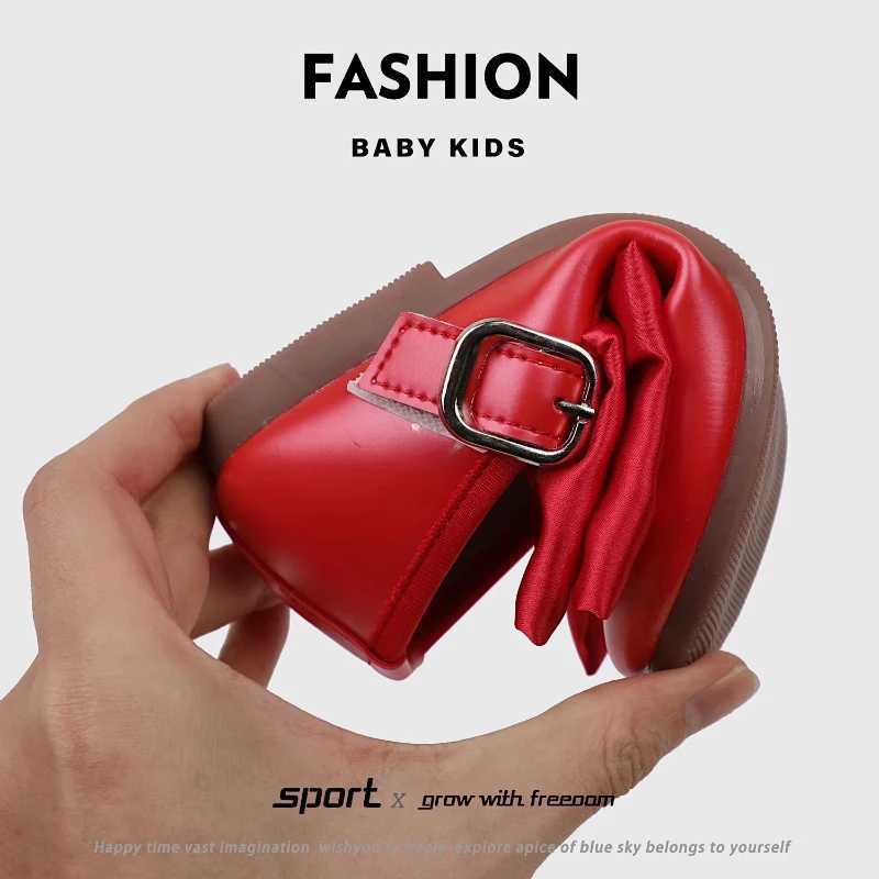 Girls Princess Shoes Elegant Party Silk Bowtie Children Mary Janes 21-30 Comfy Trendy Sweet Flexiable Spring Kids Ballet FlatsT250306