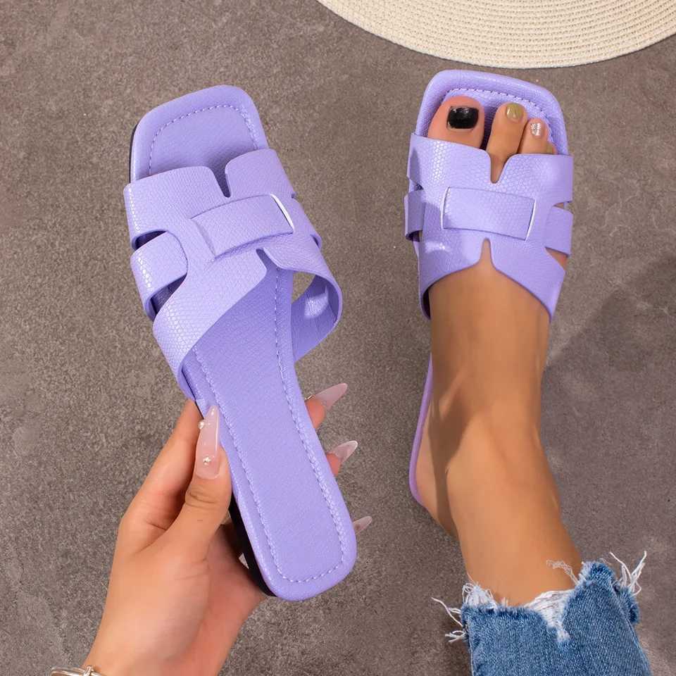 Flat botted womens slippers beach shoes he casual sandals unbutto slippers couples shoes Y250306