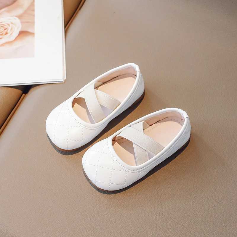 Children Flat Shoes Sewing Square Toe Soft Pu Leather Girls Princess Shoe Spring Elastic Band Leisure Slip-on Kids Shoe 21-35T250306