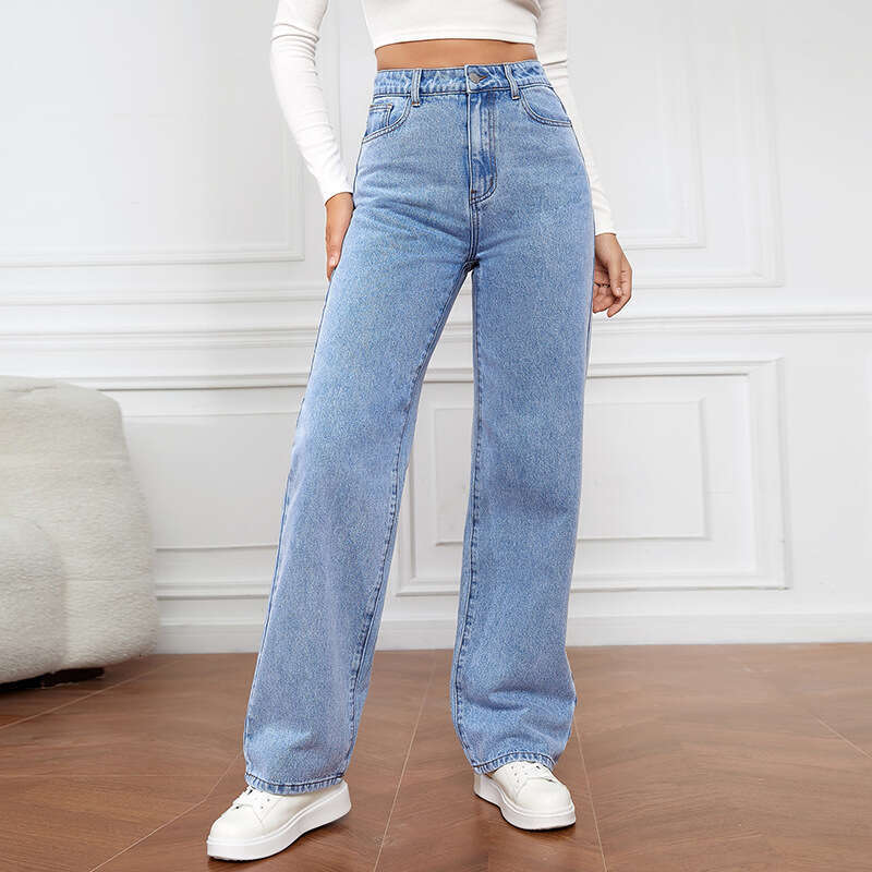 Y2k Pants Tender Ropamujer 2025 New High Waisted Washed Womens Jeans Long Fashionable and Versatile Straight Leg Pants New Product Loose Printing Fash
