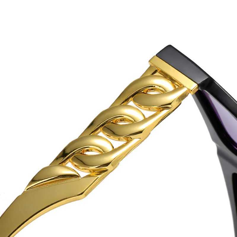 New Trend Sunglasses for Women Fashion Hip Hop Punk Gold Necklace Sun Glasses for Men Luxury Brand Design Eyeglasses Uv400XJ250306