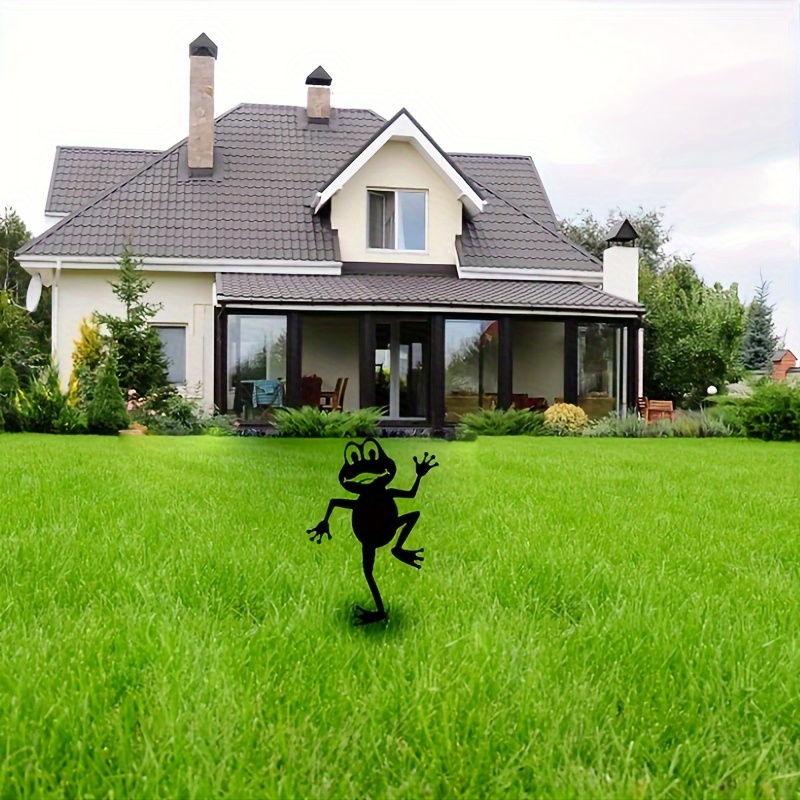 1 Piece Metal Frog Ground Plug Decorative Art Silhouette Garden Patio Decoration Garden Stake Figurine Unique Patio Art