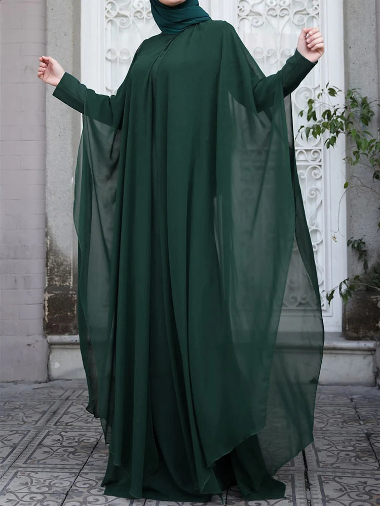 ZANZEA Women Fashion Eid Mubarek Muslim Dresses Robe Abaya Long Sleeve Hijab Vestidos Abayas Chiffon For Women Isamic Clothing 250305