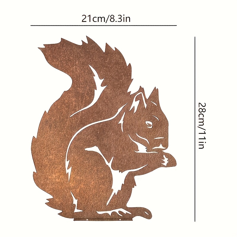 1 Piece Rustic Metal Squirrel Statue One Piece Rust Over Time Nature Inspired Crafts Garden Decorative Ground Plugs Metal Garden Ground Plugs