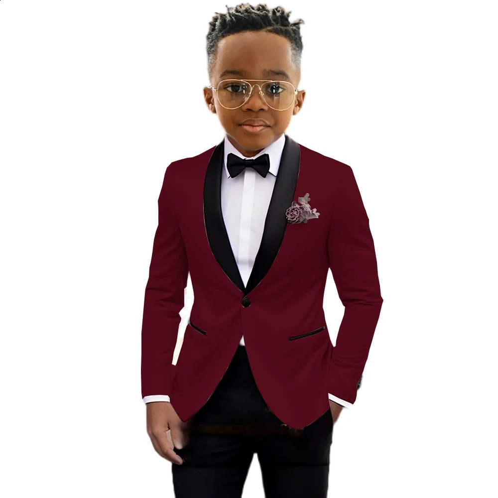Boys Wedding Tuxedo Kids Suit Custom Jacket Pant 2 Piece Formal Party Clothes Teen Festival Blazer costume enfant 250305