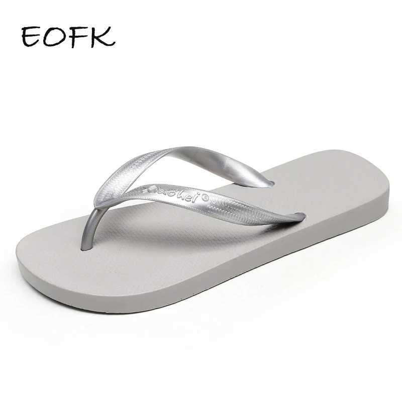 EOFK Wen Flip Flops Summer New Outside Slippers PVC Soft Shoes Casual Shinny Pear Color Beach Plus Size 45 Flat with Solid Y250306