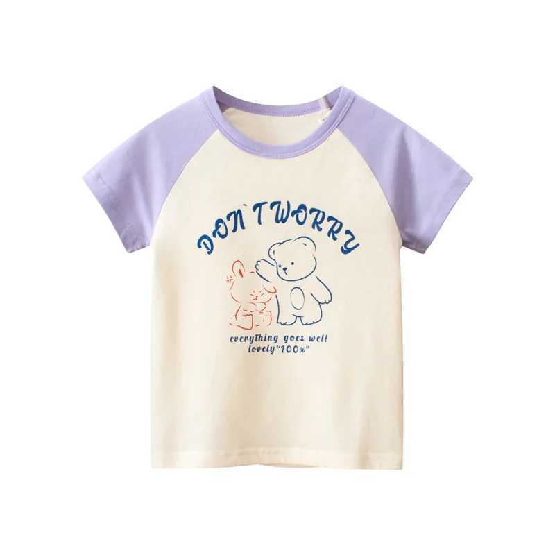 2023 Children Girls T-Shirts Clothing 100% Cotton Short Sleeve Butterfly Bear Rabbit Cartoon Kids Boys Casual Sport Top TeesT250306