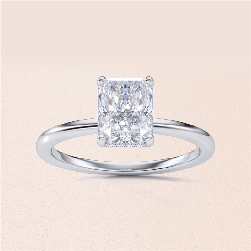 Jewelry 14K Solid Gold Solitaire Radiant Lab Diamond Ring IGI Certificate D VS1 Engagement Womens Gold Ring Platinum 18K Available Wedding Ring