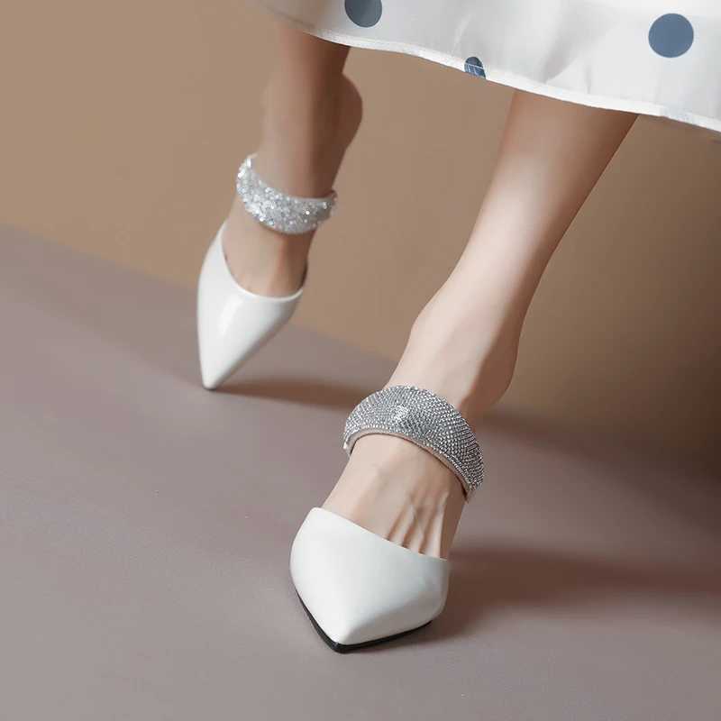 Wens shoes 2024 autumn flip flops high h transparent heel rhines outdoor sandals elegant fem slippers Big Size 45 Y250306