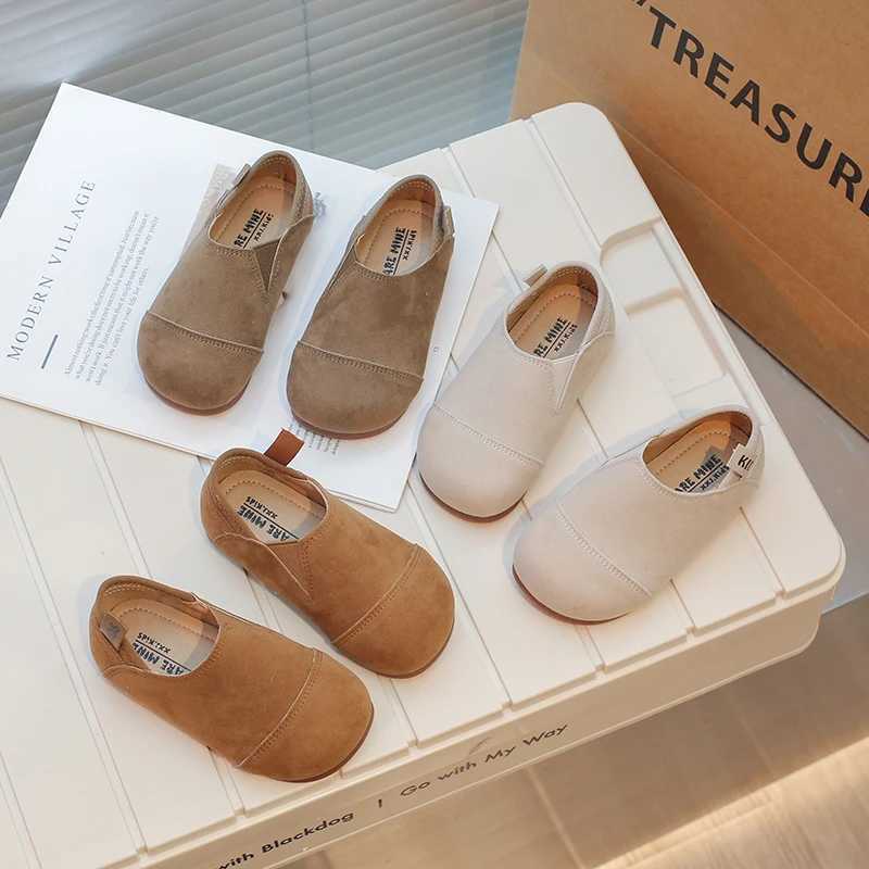 Girls Loafers Shoes 2024 Fashion Spring Autumn Kids Children Wide Leather Splicing Comfortable Princess Rubber Flat Shoes BabyT250306