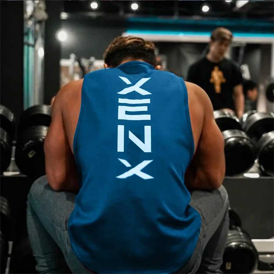 Mens Quick-drying Sleeveless T-shirts Gym Sports Vests Summer Mens Running Printed Sleeveless Round Neck Vest Muscle TopsT250318