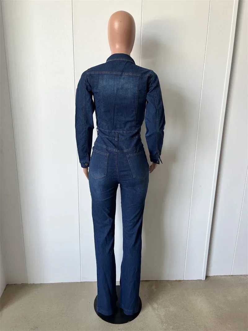 Strtwear Jeans Jumpsuits Autumn Clothes Women 2024 Full Sve Flare Pants Denim Rompers Playsuits One Pieces Overalls Outfit W250306 - view 7