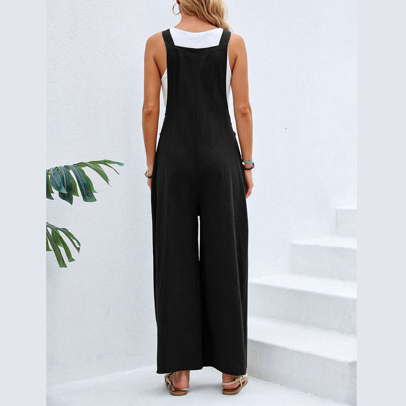 selg European American women's hot items solid color casual shoulder pants 2025 new style chic and elegant clothing