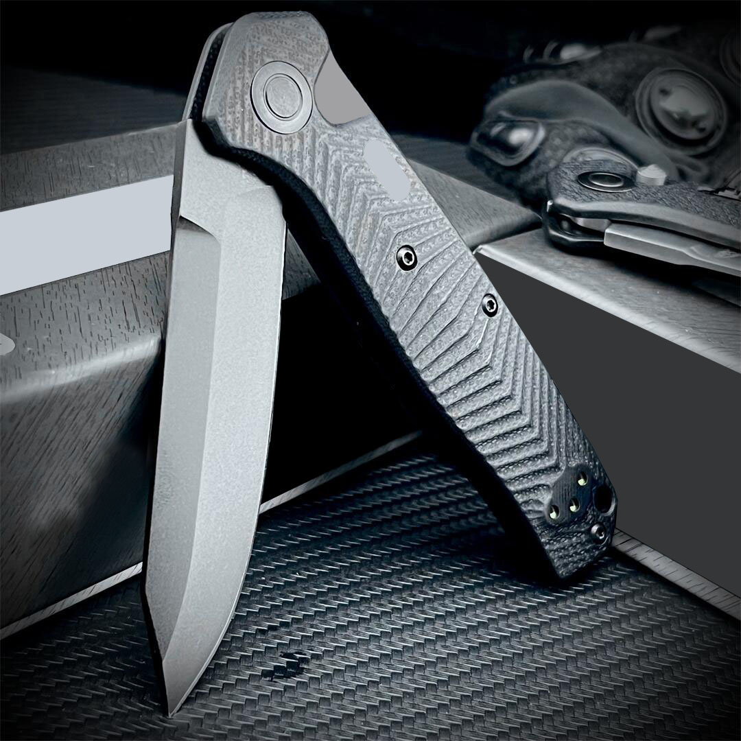 2Models 8551 Mediator Folding Knife 3.26" S90V Black Plain Blade, G10 Handles - 8551BK