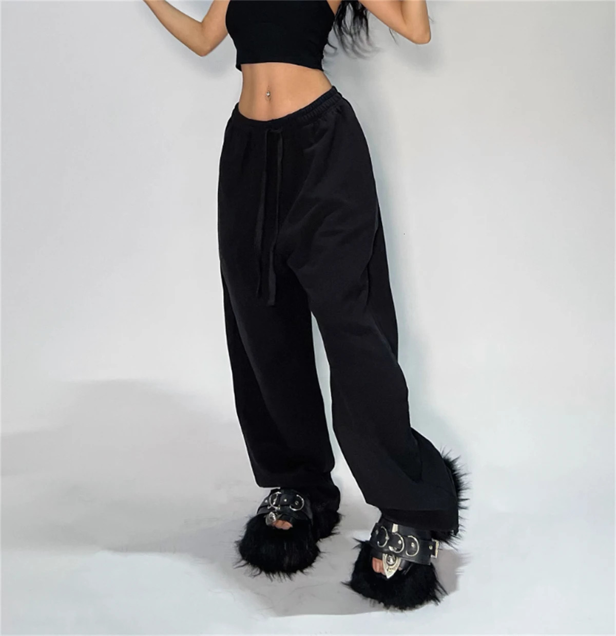 Womens casual loose Y2K pants solid fashion springsummer American spicy girl street dance sports womens jogging bag Trouser 250306