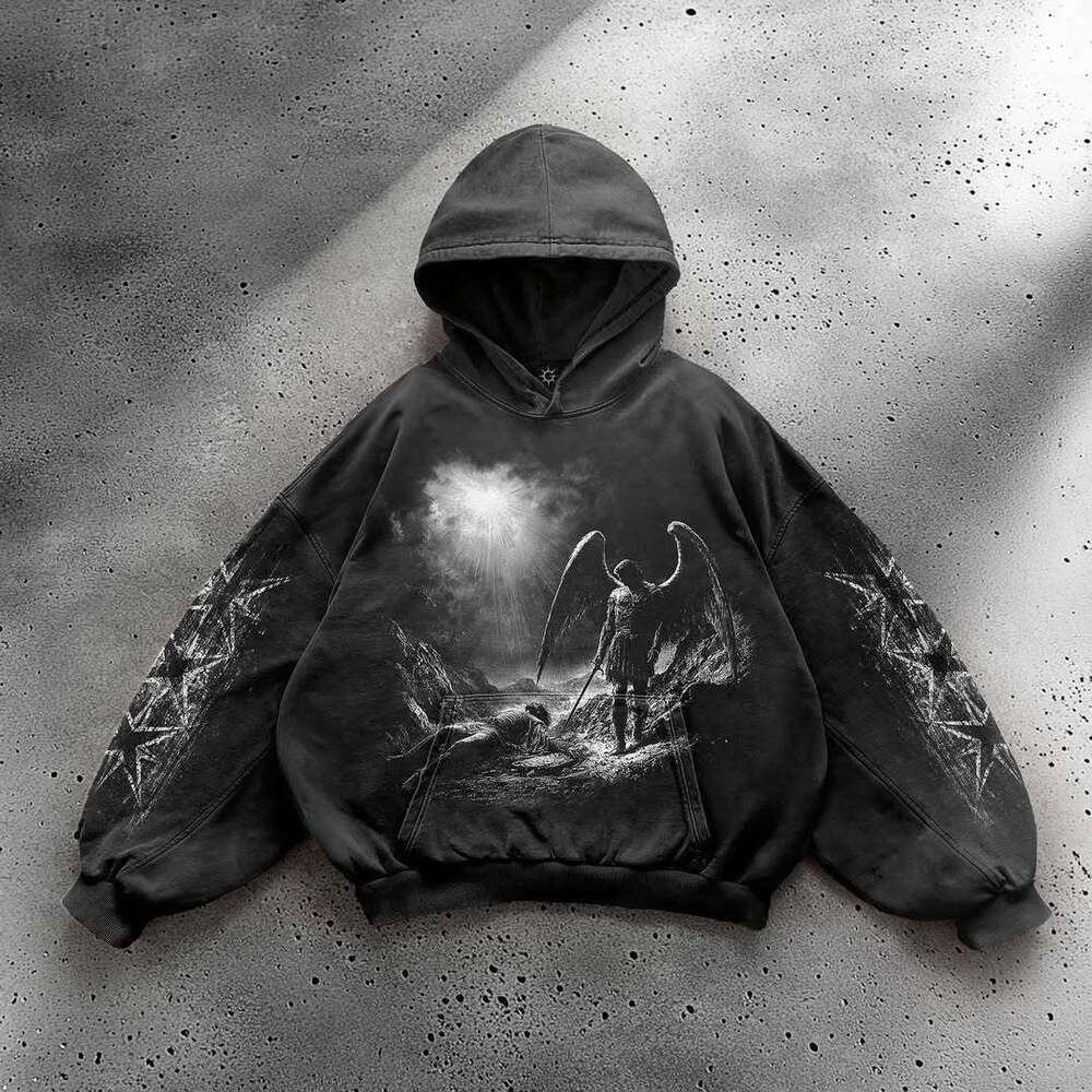 Personalized printed sweatshirt long sleeved pullover hooded jacket street trend y2k gift for man
