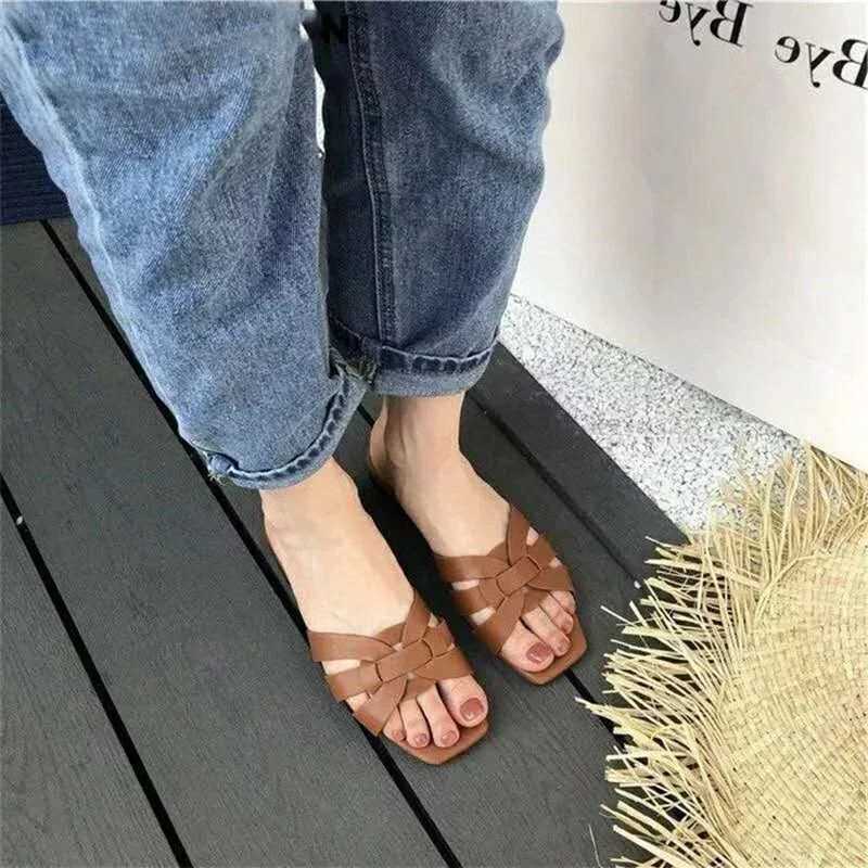 2025 Summer Slides Open Toe Flat Casual Shoes Leisure Sandal Fem Beach Flip Flops Big Size 43 Women Slippers Y250306