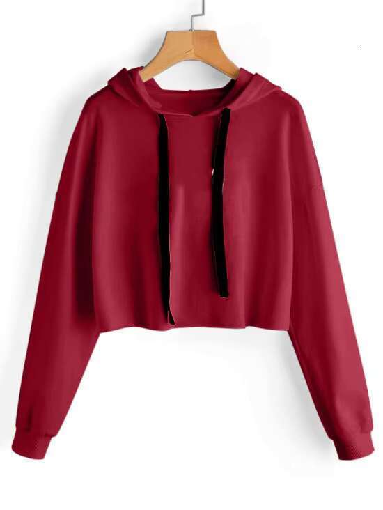 Custom Ladies Fall Fashion Long Sleeve Cotton Drop Shoulder Cropped Women's Hoodie