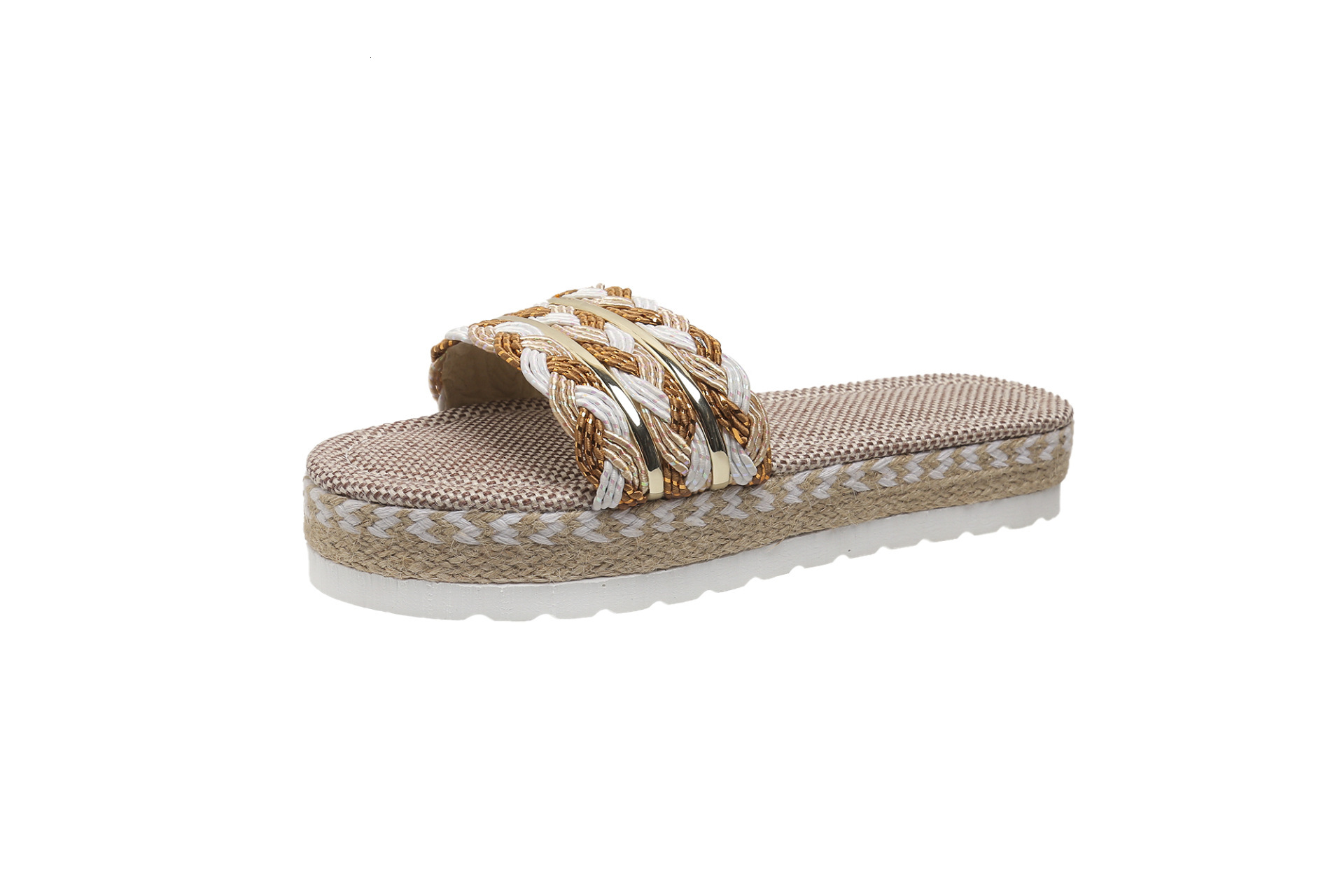 Color Candy New Style Hemp Rope Ethnic Wind Fish Mouth Women's Sandals Large Slippers Thick Bottom Summer 2025 ddmykukumalu