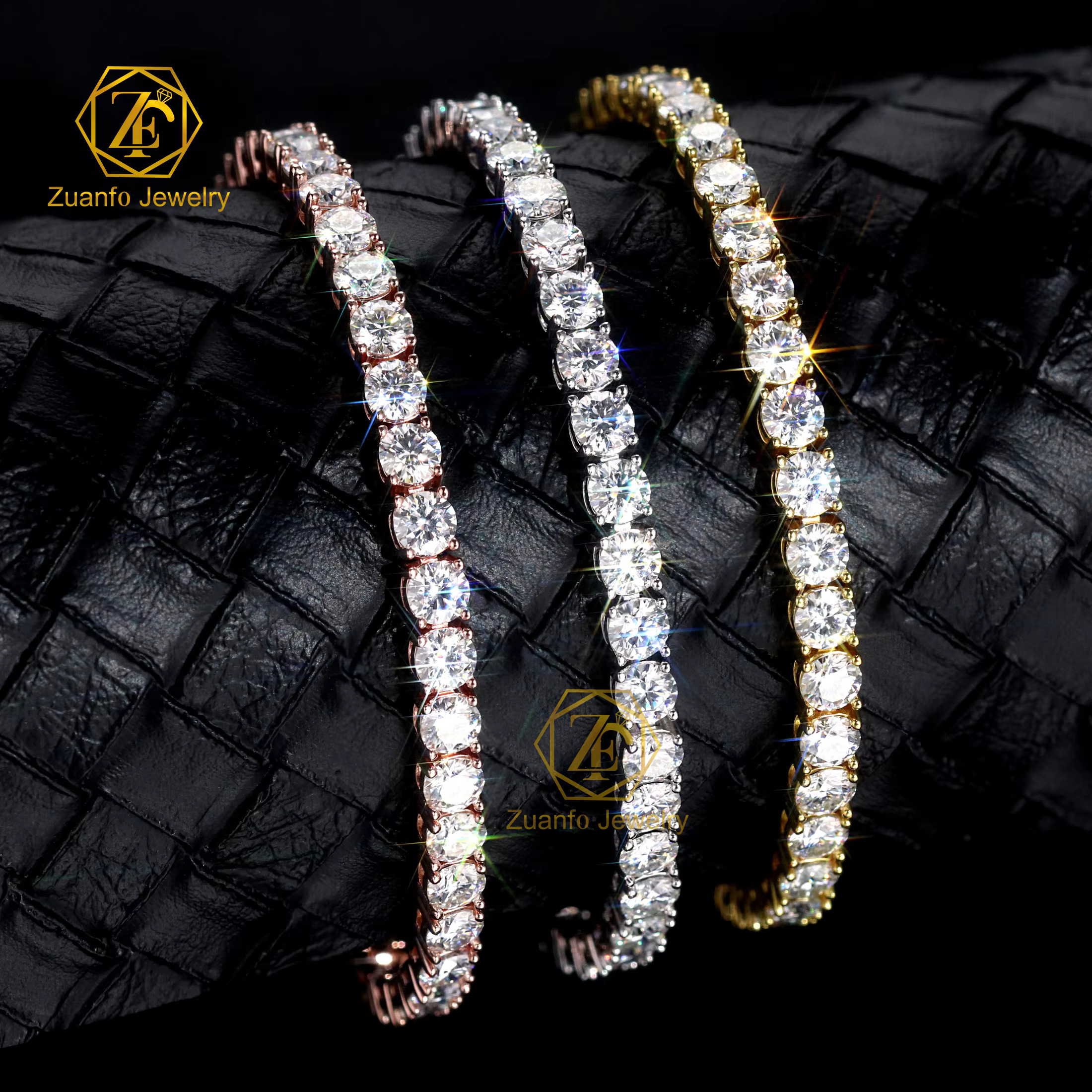 Custom 3mm Lab Grown Diamond Tennis Chain Bracelet 10K 14K Solid Gold for Women and Men Jewelry Bangles Bracelets