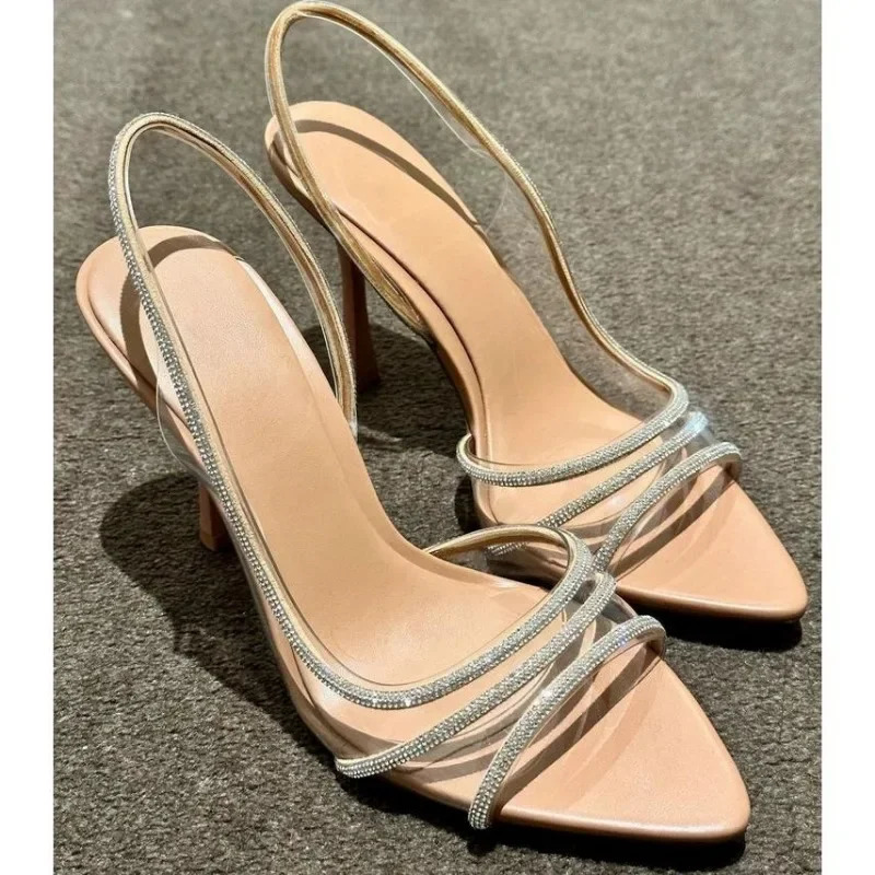 Style Fashion Summer Crystal Women Sandals Fashion Elegant Transparent High Heel Shoes Ladies Outdoor Party Dress Sandals 250306