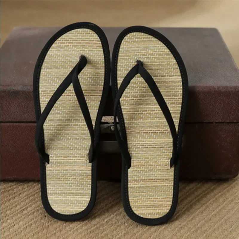 Summer Wen Flat Flip-flops Slippers Cfortable N-slip Sandals Bamboo Rattan Flip Flop This Bathroom Slippers Y250306