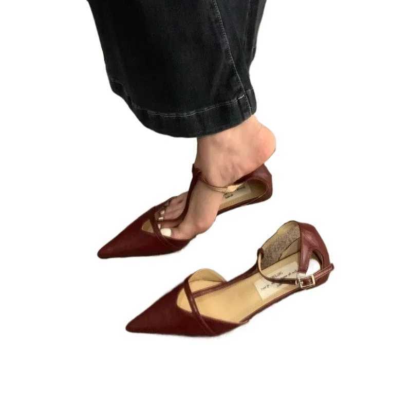 Spring New Wen Sandals Fi Pointed Toe Shallow Ladies Elegant Slingback Shoes Thin Low Heel Outdoor Dress Pumps Y250306