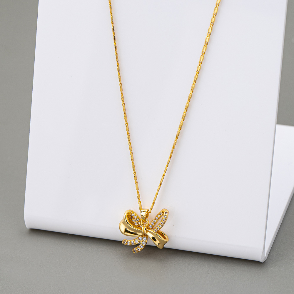 Light Luxury Niche Design With A High Sense Of Bow Pendant Necklace Collar Female