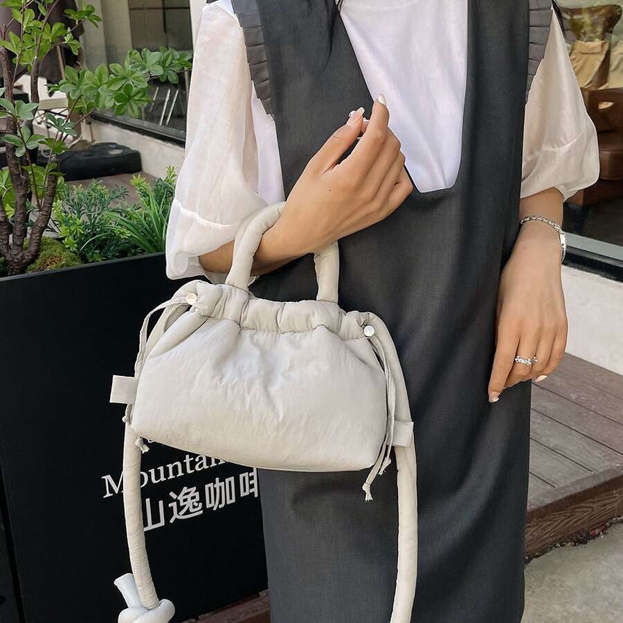 Nylon Backpack, Down Cotton, Fashionable Handheld Makeup Bag, Lightweight Single Shoulder Crossbody Bucket Bags