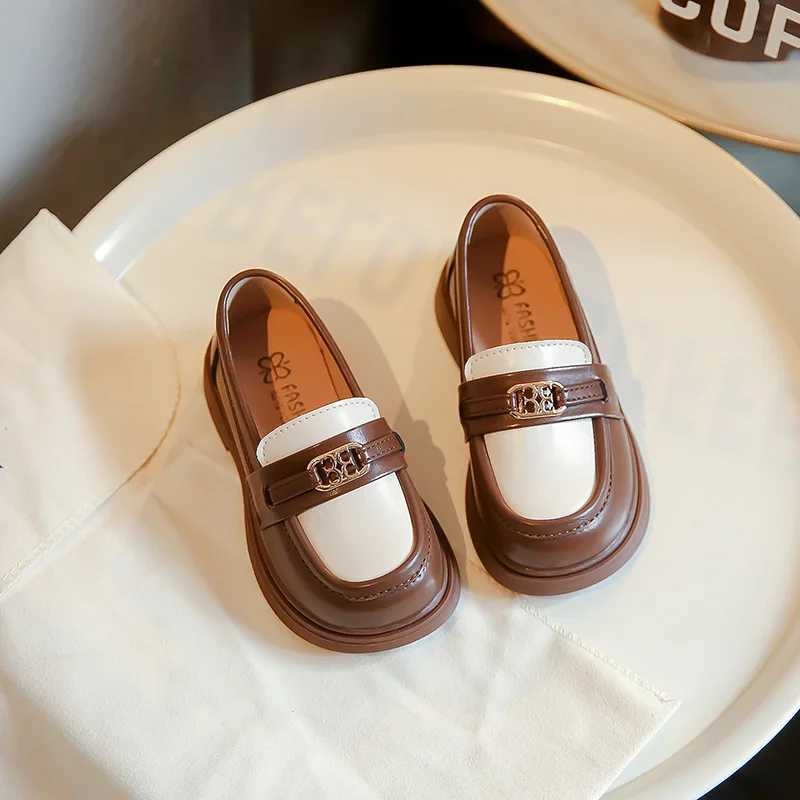 Children Loafers Patchwork Elegant Slip-on Unisex School Boys Girls Leather Shoe Spring Chunky Pu Leather Chic Kids Shoe 23-35T250306