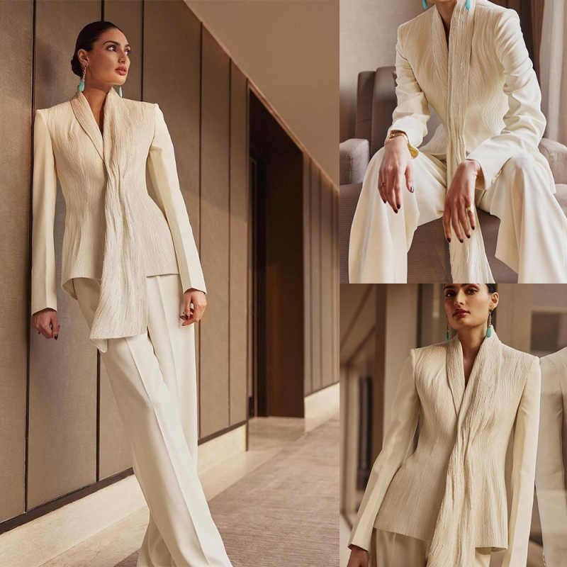 Classic Mother Suits V Neck Single Breasted Women Business Blazer 2 Piece Set Jacket Pants Work Wear Ladies Suit Customized High Quality