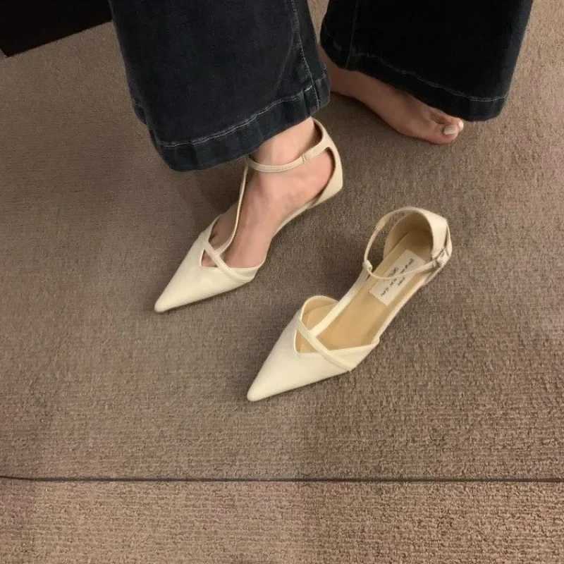 Spring New Wen Sandals Fi Pointed Toe Shallow Ladies Elegant Slingback Shoes Thin Low Heel Outdoor Dress Pumps Y250306