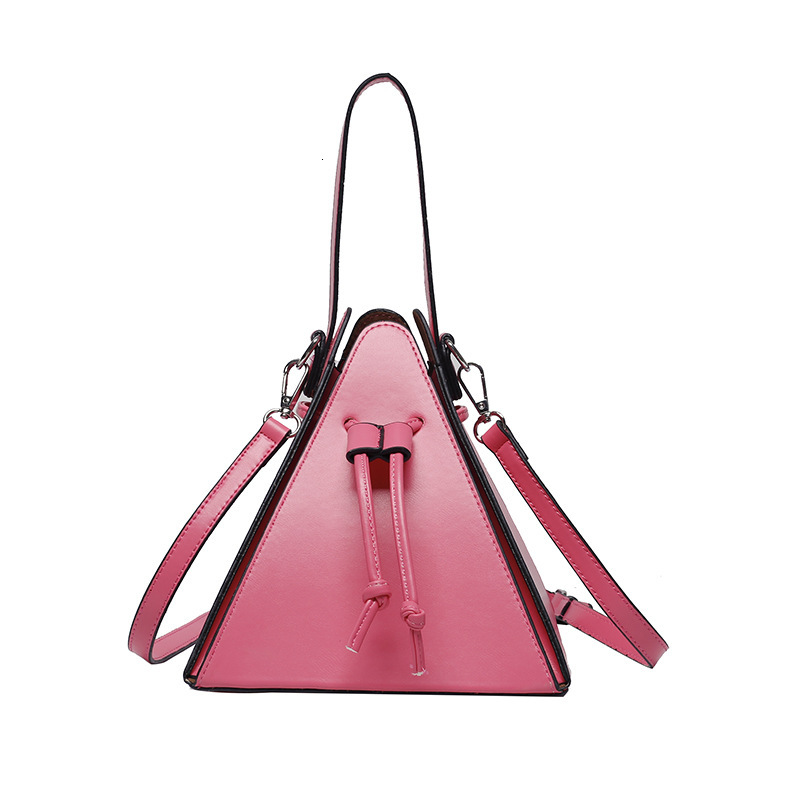 Personalized Triangle 2024 New Forest Soft Girl Candy Color Western Style Handheld Cross Shoulder Bag PU