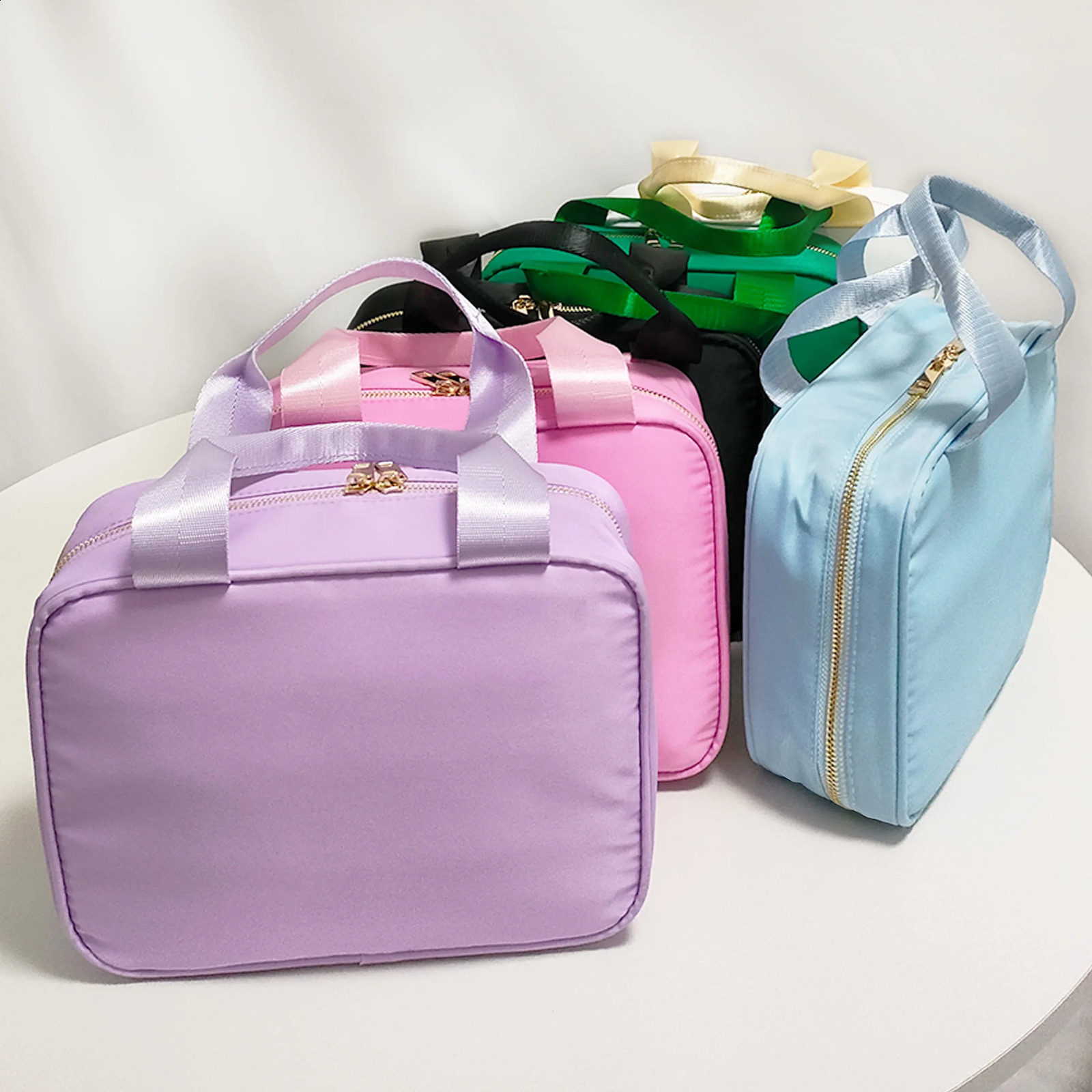 Nylon Preppy Lunch Box Large Insulated Lunch Bag Reusable Lunch Tote Bag Preppy LunchBag for School Travel Picnic 250306