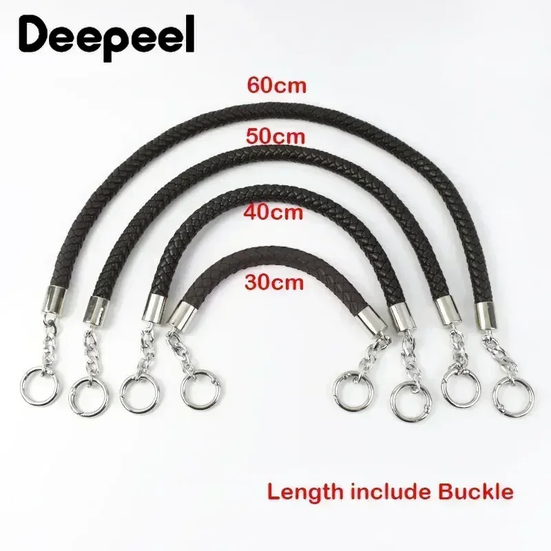 2Pcs 30-60cm Womens Bags Strap Weave Leather Rope Handles Handbag Shoulder Straps DIY Handmade Replace Chain Bag Accessories 250228