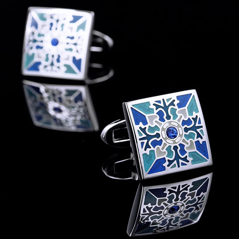 KFLK jewelry French shirt cufflink for mens Blue Cuff link Button High Quality Wedding Groom Enamel guests 250227