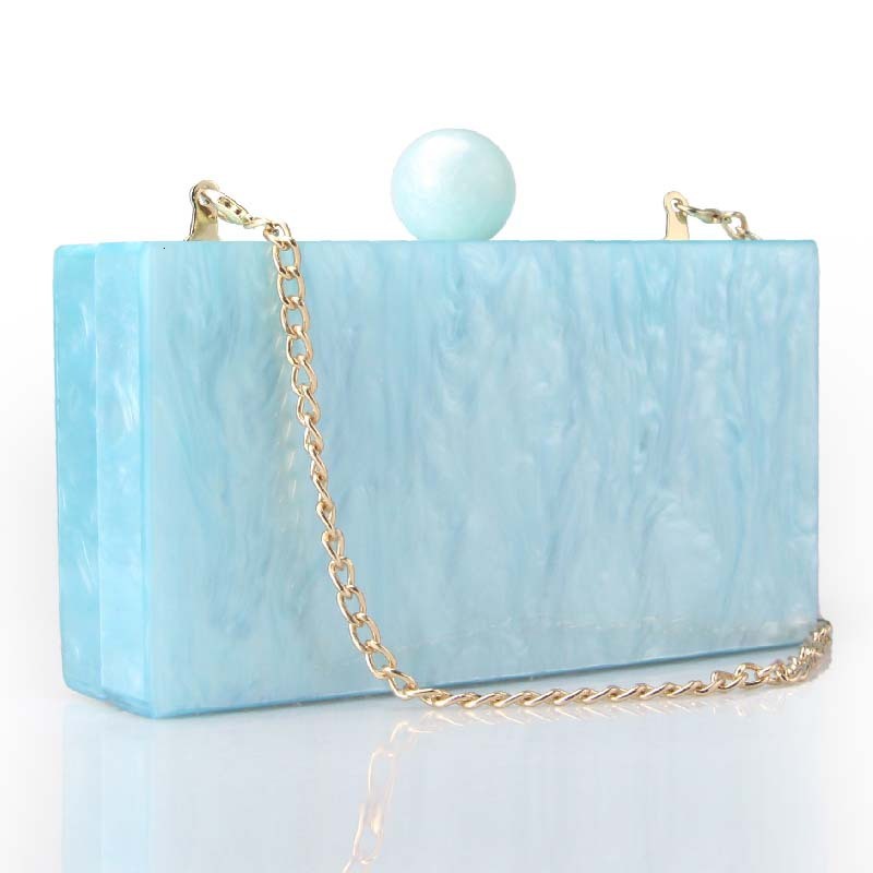 Ladies' New Marble Acrylic Fashionable Banquet And Wedding Bag Single Shoulder Diagonal Cross Bag Rhinestone Acrylic Clutch Clear Evening Bag For