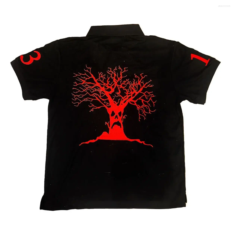 Men's Casual Shirts Retro Haunted Mound Fashion Polo Shirt Street Hip Hop Short Sleeve Men Turndown Collar Baseball Uniform Top