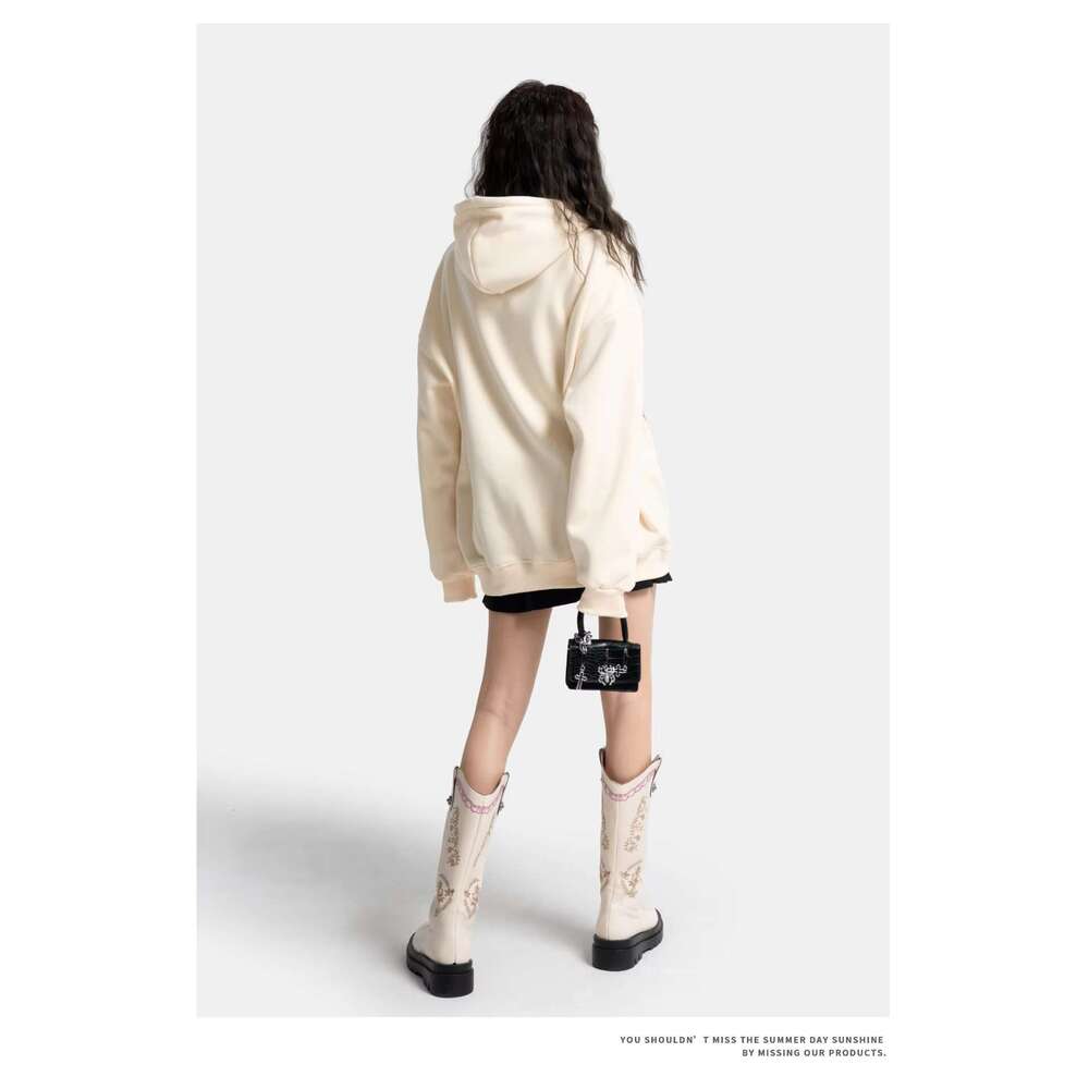 2022 Oversized Drop Shoulder Hoodie Girls Long Streetwear Knitted Clothing Hip Hop Style With Front For Autumn Season
