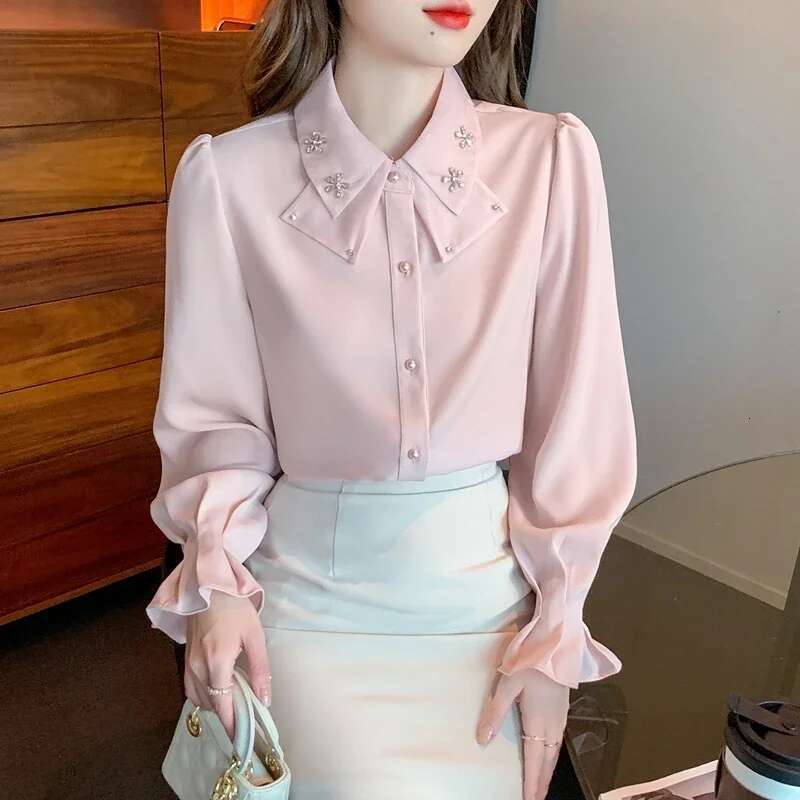 Elegant Long Sleeve Chiffon Shirts Women 2025 Autumn Winter Fashion White Blusa Feminina Korean Style Office Ladies Tops Blouses