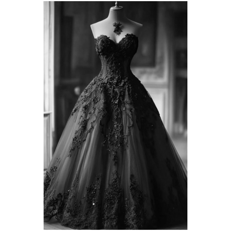 Gothic Black And Red Wedding Dresses Lace Appliques Floor length A-Line Vintage Bridal Gown Sweetheart Neckline Sleeveless Tulle Vestido De Novia 2025