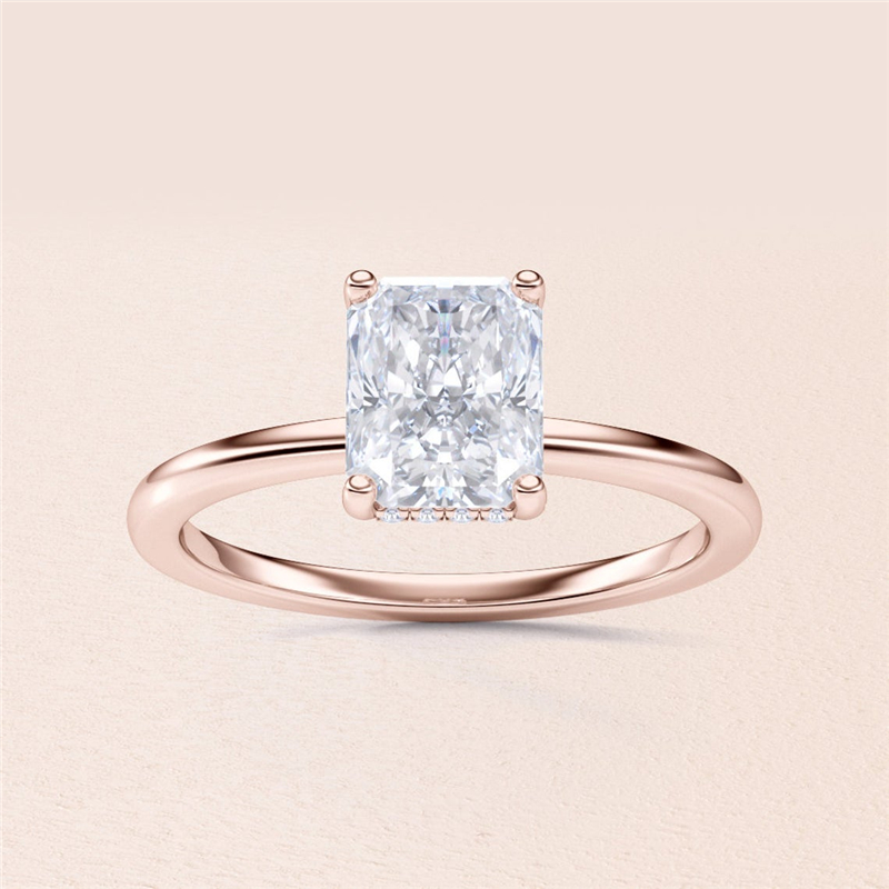 Jewelry 14K Solid Gold Solitaire Radiant Lab Diamond Ring IGI Certificate D VS1 Engagement Womens Gold Ring Platinum 18K Available Wedding Ring
