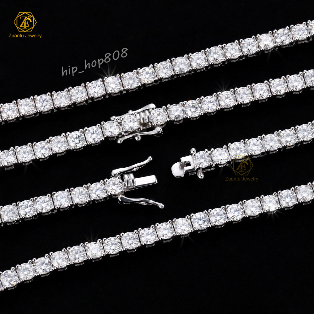 Wholesale Lab Grown Diamond Jewelry 10K White/Yellow/Rose Solid Gold Lab Grown Diamond Tennis Chain Necklace